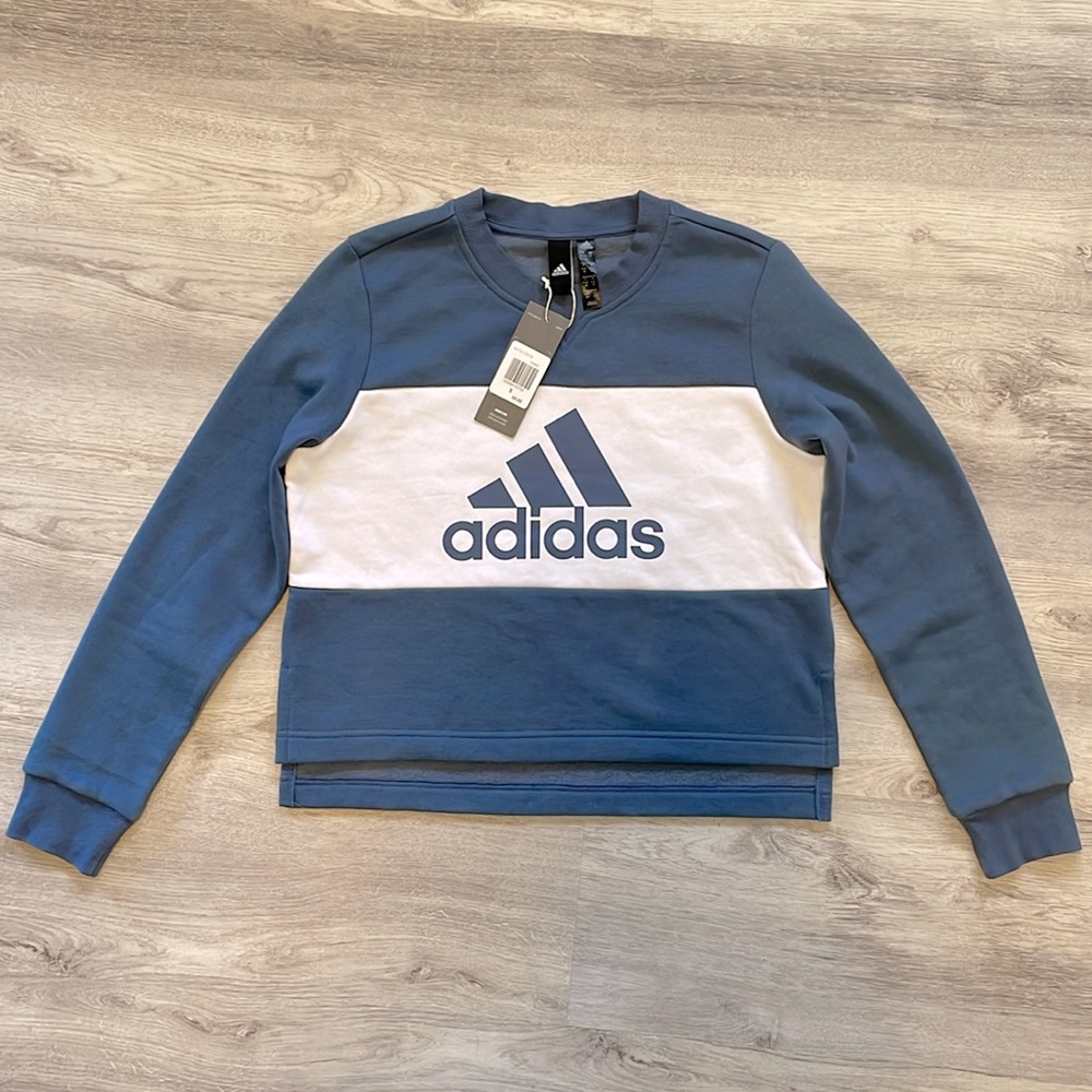 Adidas Crewneck Cropped Sweatshirt, Side Slits, NWT, Small